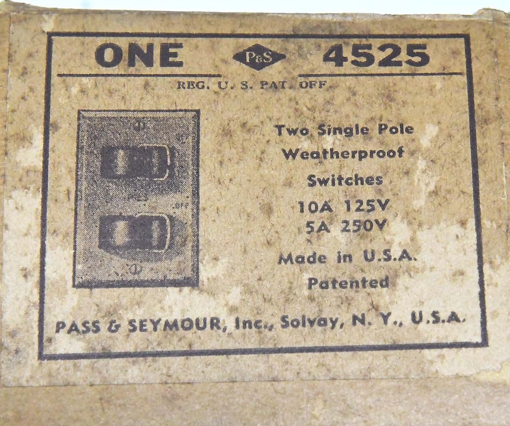 VINTAGE TWO SINGLE POLE WEATHERPROOF SWITCH NOS ORIGINAL BOX