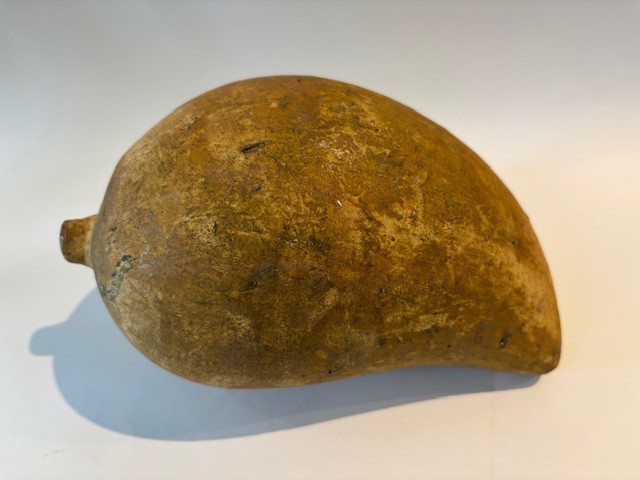 Studio pottery stoneware fruit with embossed leaf