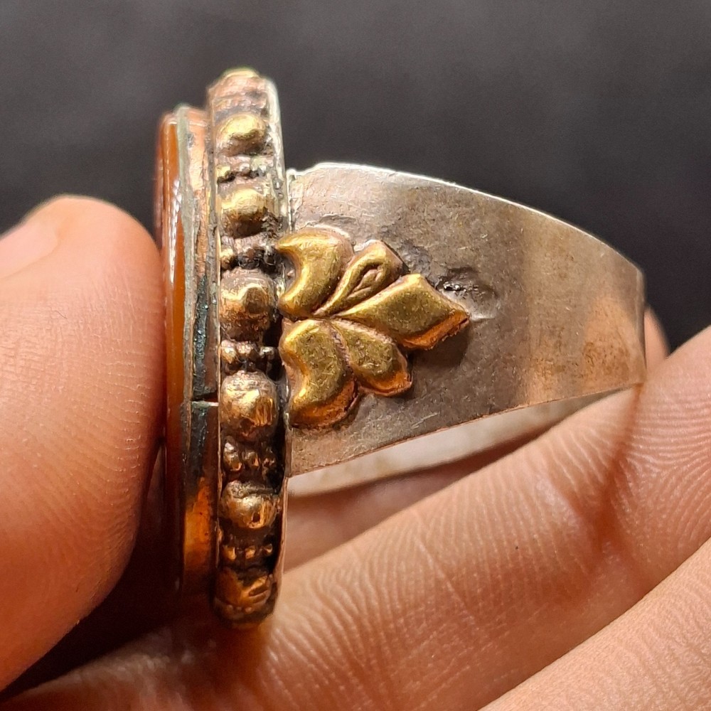 Unique Ancient Roman Carnelian Intaglio Stone Solid Silver Ring