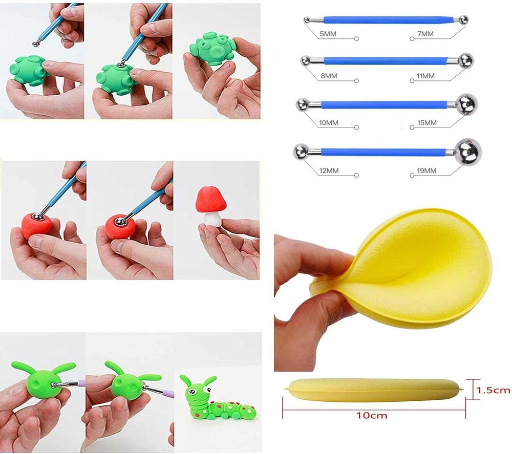 Beginner Clay Sculpting Tools Set Pottery Modeling Kit with Storage Roll