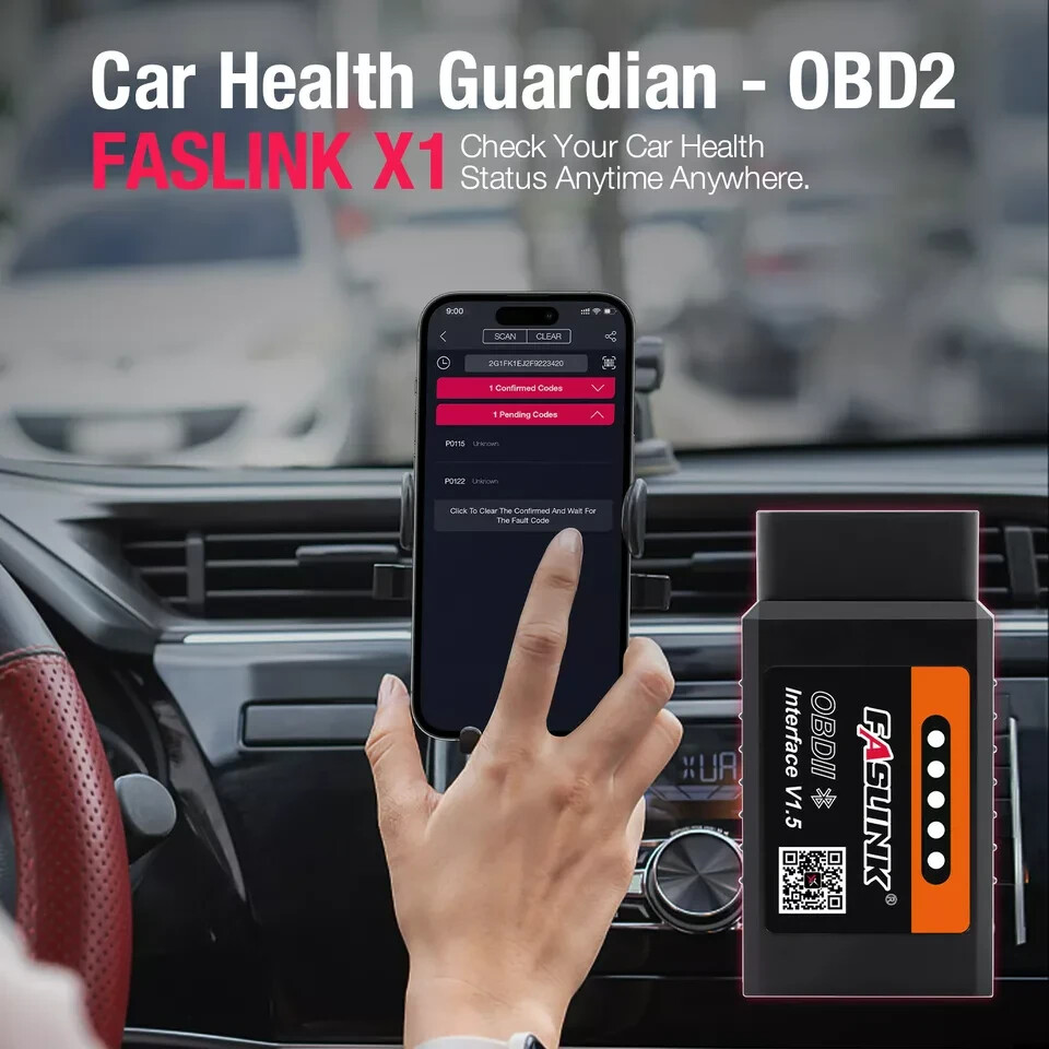 FASLINK X1 Bluetooth v1.5 OBDII Scanner for IOS & Android Adapter Code Reader