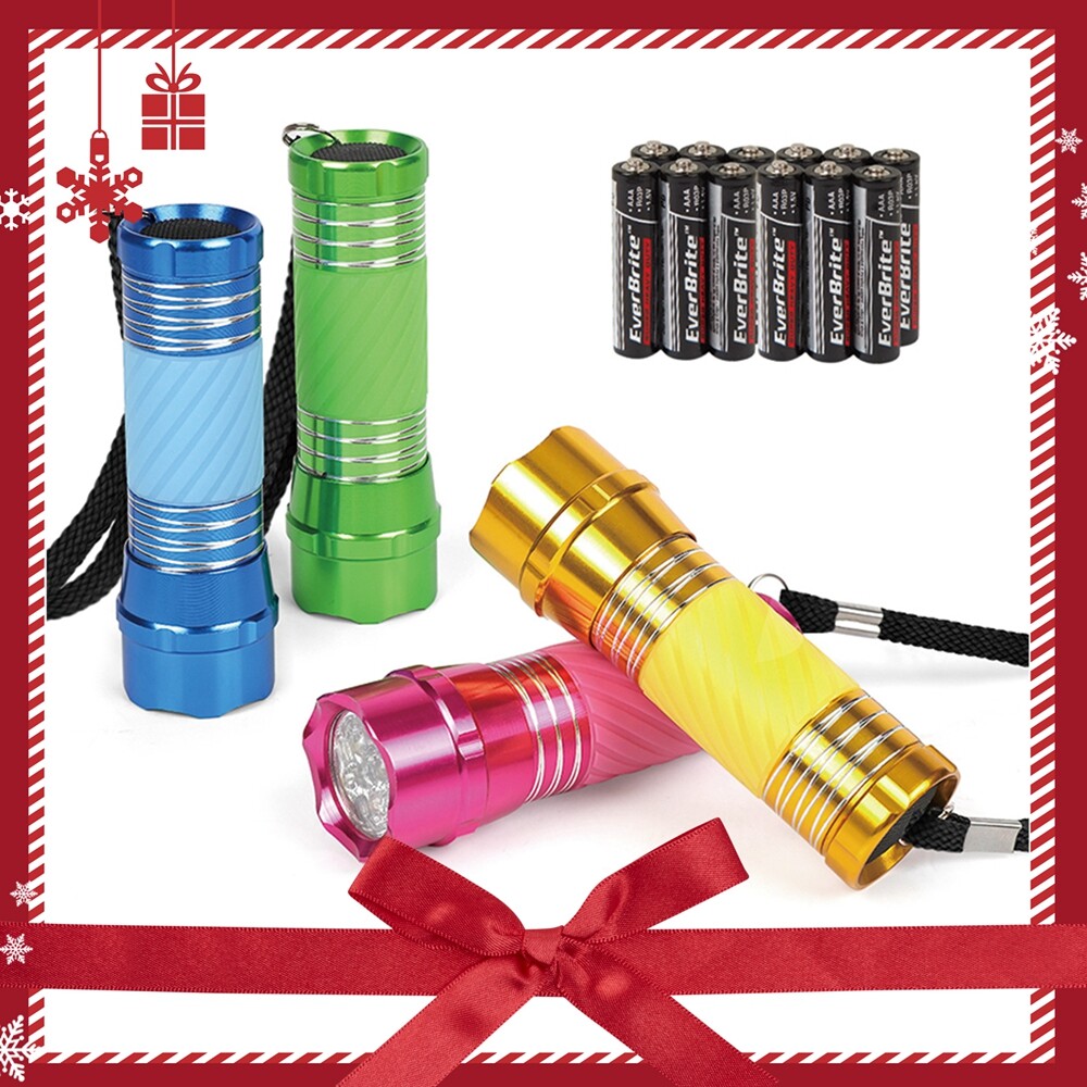 4-Pack Mini LED Flashlight Aluminum 9 LED Super Bright Torch Zoomable Flashlight