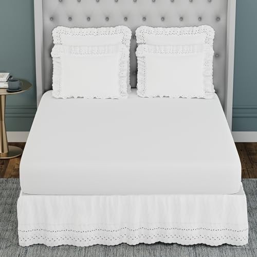 FRESH IDEAS Ruffled Bed Pillow Shams with Embroidered Assorted Colors , Sizes