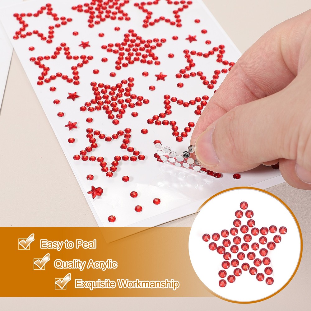 3Sheets Star Gem Sticker, Face Gem Stickers, Purple