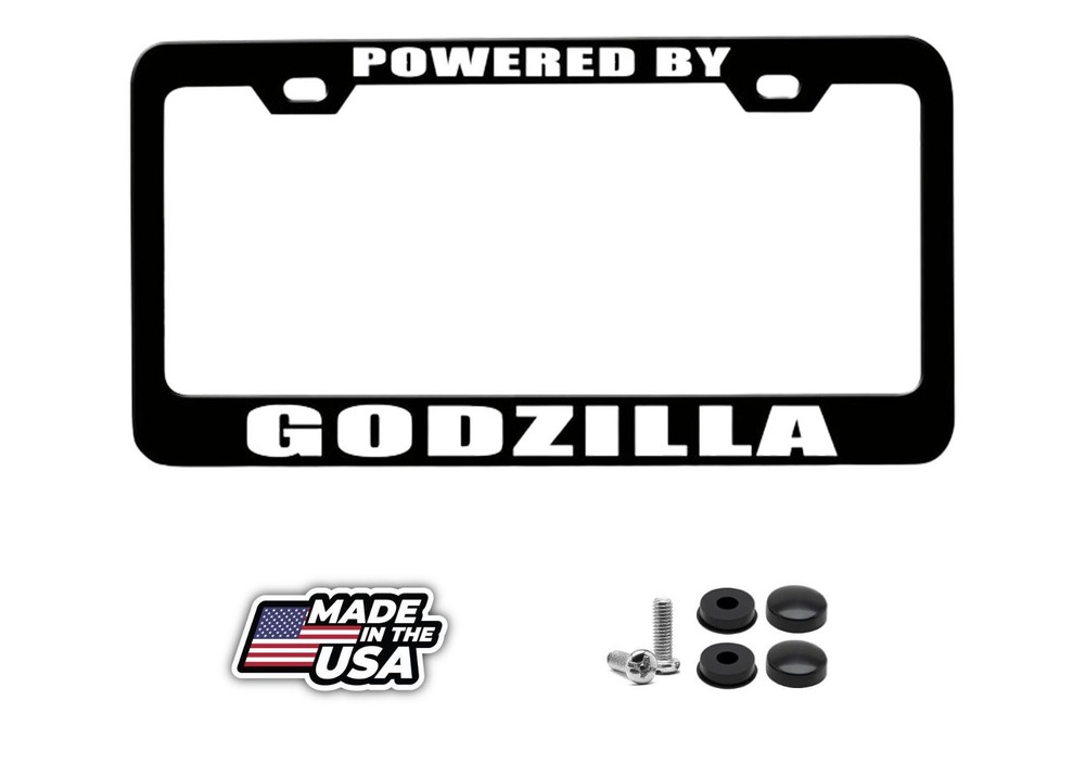 POWERED BY GODZILLA License Plate Frame-CAN PERSONALIZE
