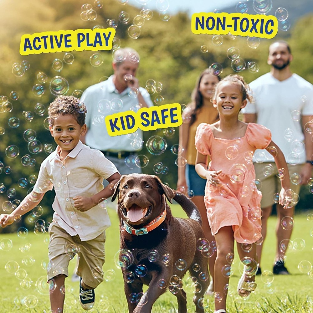 6-Pack 4oz Bubble Solution - Non-Toxic Fun with Easy Grip Bottles & 6-Hole Wands