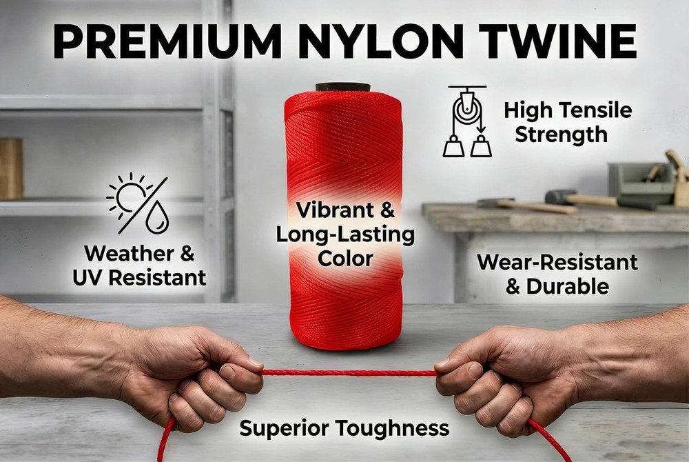 High Strength Nylon String Line #18, 1000 Ft,With 5 String Line Level Tool, for