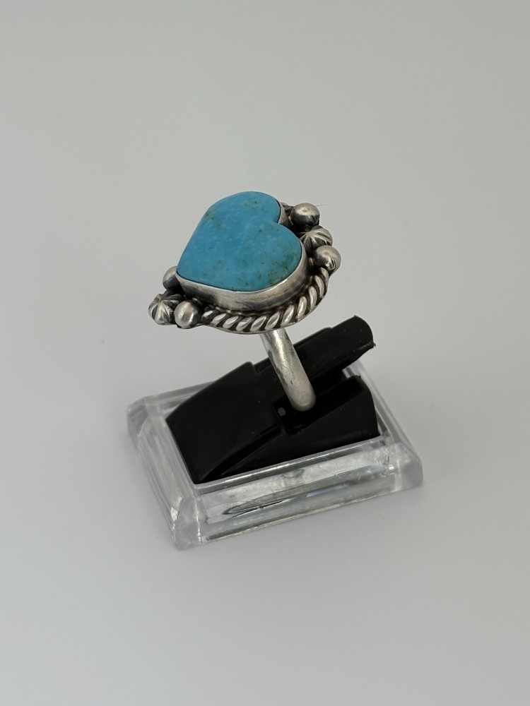sterling silver turquoise heart ring size adjustable