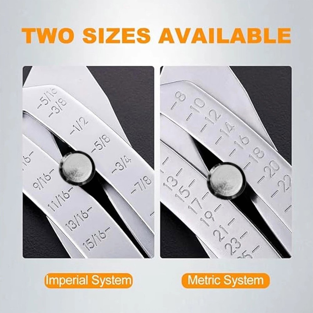 2× Thread Size Verification Tool Set - Portable Bolt and Nut Identifier Gauge