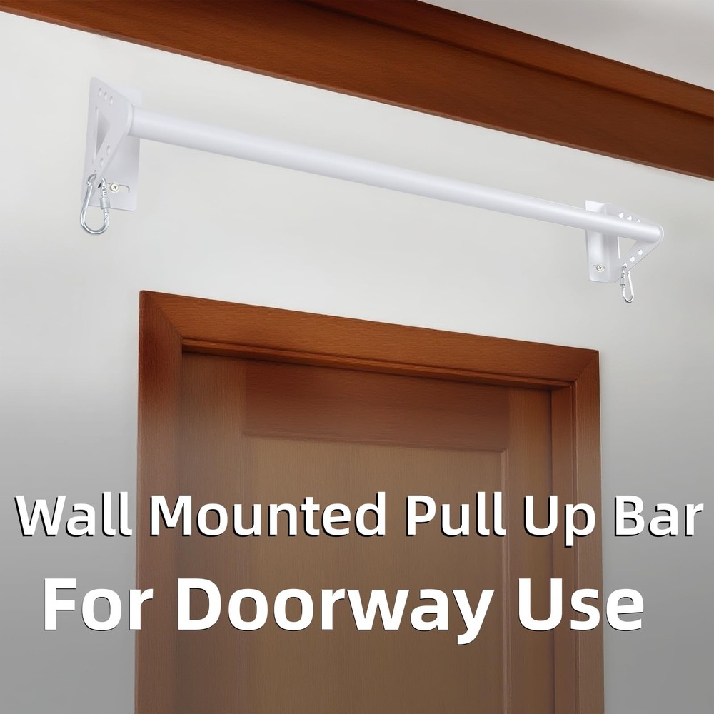 36 White Heavy Duty Doorway Pullup Bars, Wall Mounted Door Frame Strength Tra...