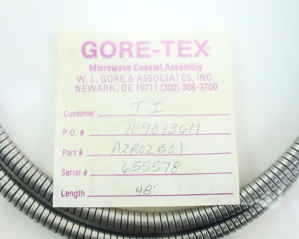 Gore-Tex A2R02B01 RF Cable Assembly A2R02B01048.0 - 48"