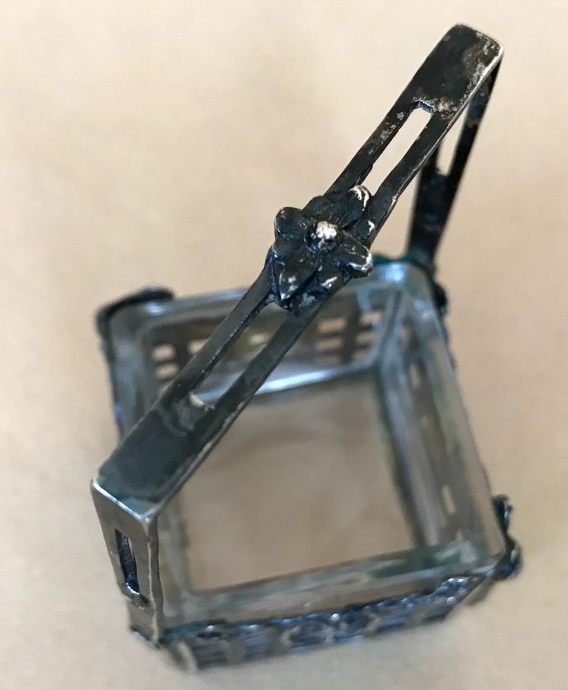 Antique Germany 800 Silver Miniature Basket with Glass insert