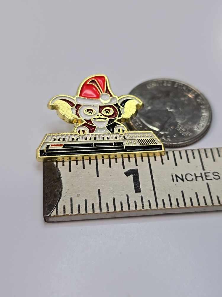 Gremlin Lapel Pin Gizmo With Santa Hat & Keyboard