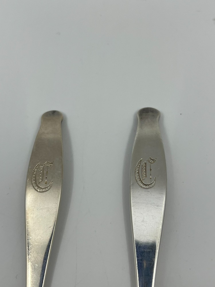 Set of 6 Sterling Silver Spoons Floral Scroll Pattern 101g C Monogram