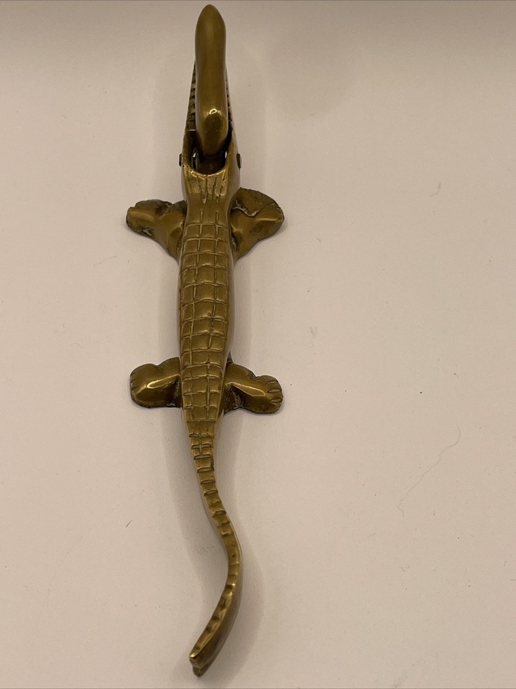 Solid Brass Alligator Crocodile Nutcracker Vintage