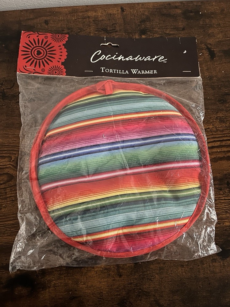 Cocinaware Microwave Safe Tortilla Warmer Fabric Multicolor Striped Pattern