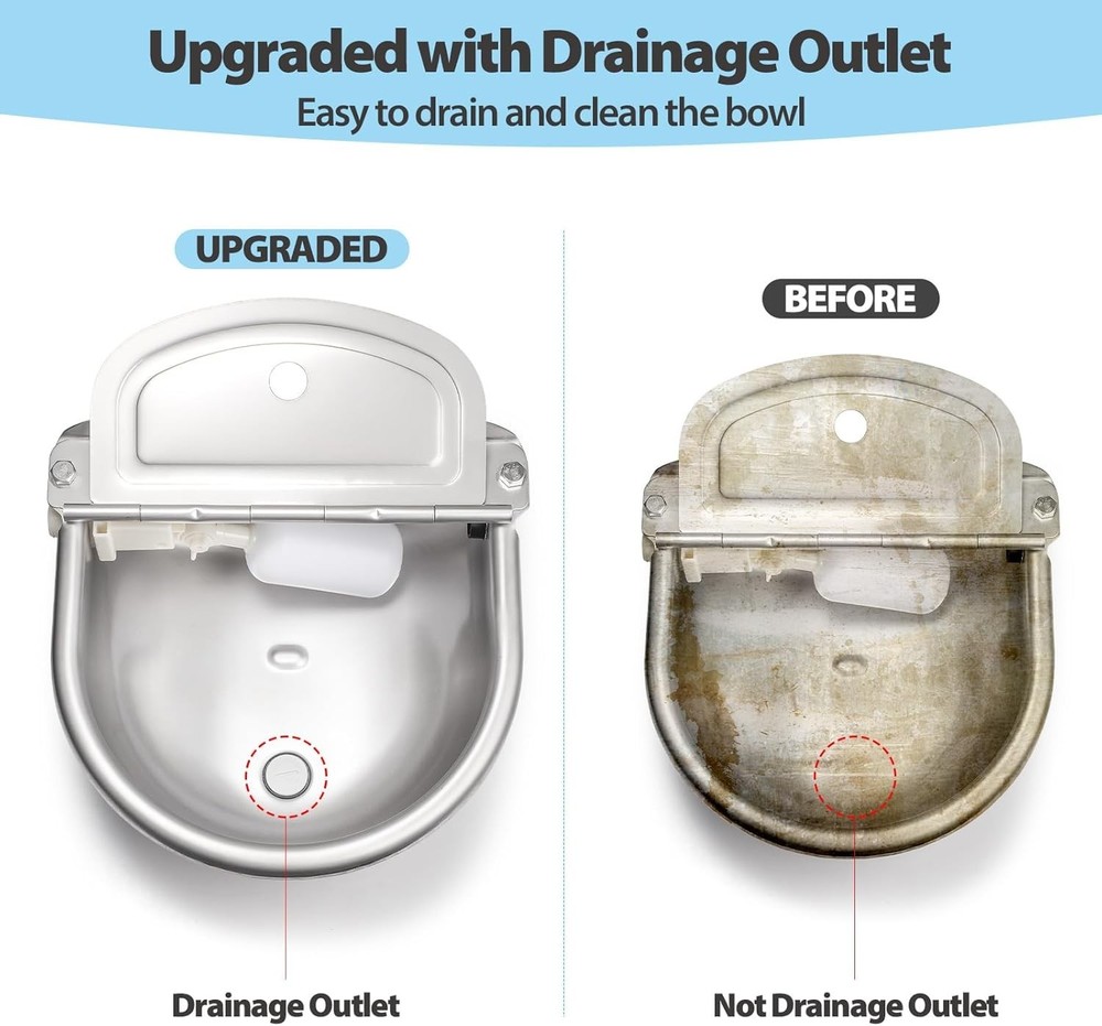 Automatic Stainless Steel Poultry Waterer Bowl - Self-Filling Float Valve System