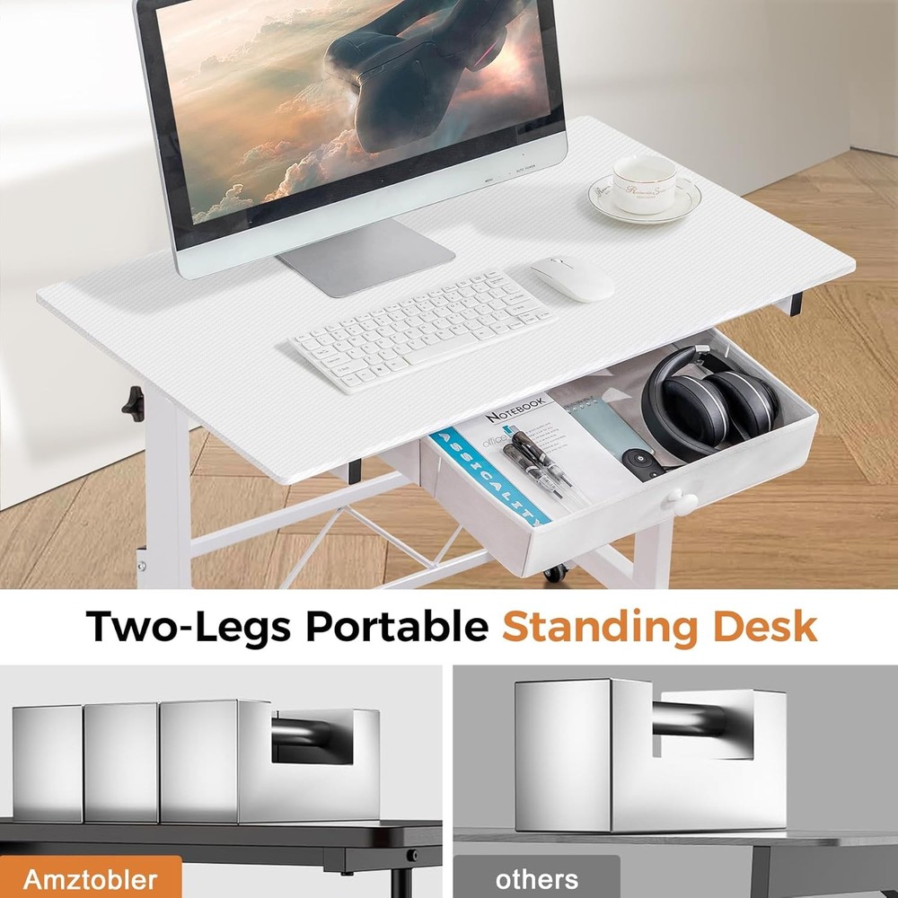 NEW GTPLAYER Small Standing Desk Adjustable Height Small Computer Desk Mobile
