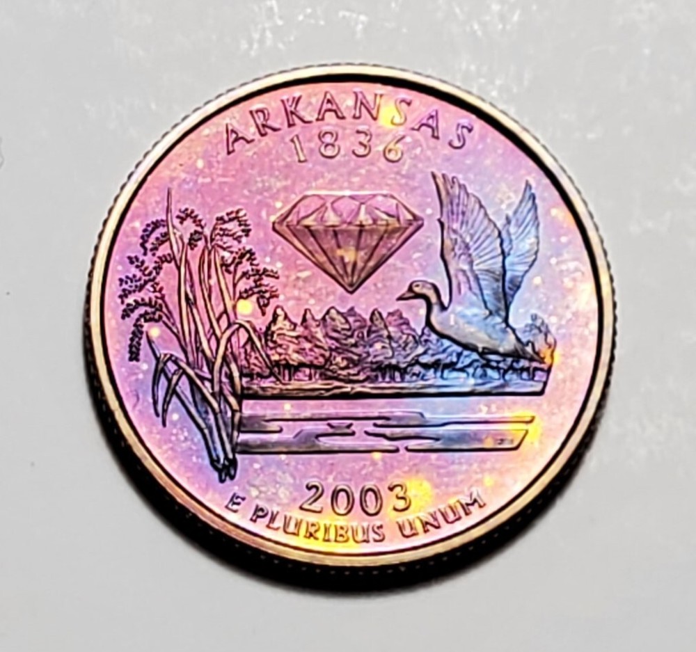 TONED 2003 S ARKANSAS STATE QUARTER CLAD PROOF UNC #C3252