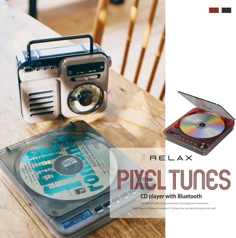 RELAX PIXEL TUNES Bluetooth CD Player Warm Gray