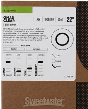 Evans GMAD Clear Drumhead with Damping System - 22"