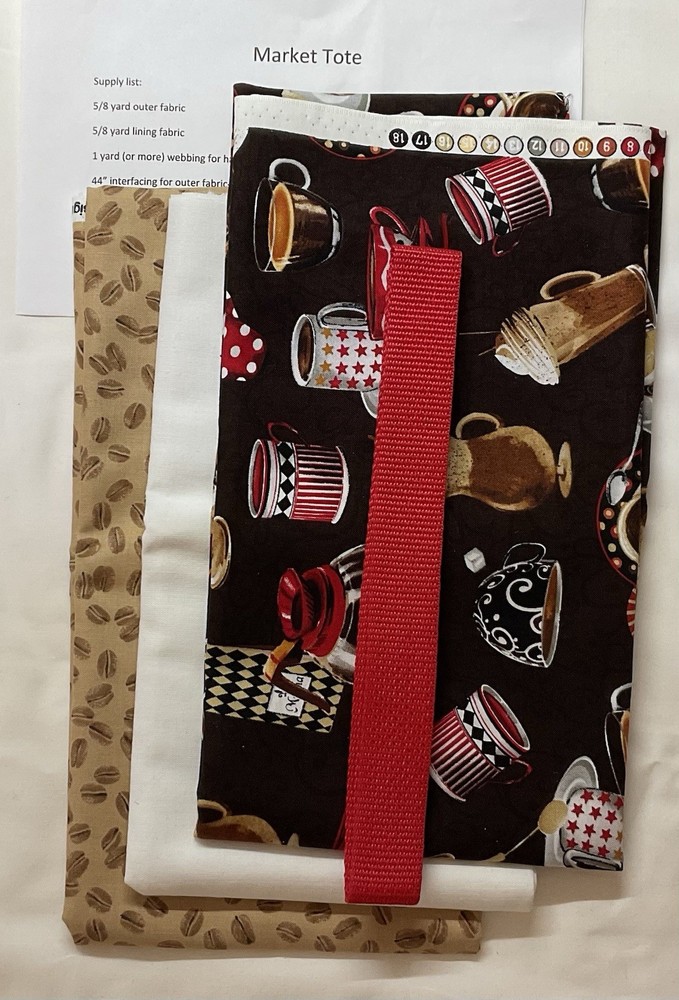 MARKET TOTE KIT Outer & Lining Fabric, Interfacing, Webbing Handles, Pattern