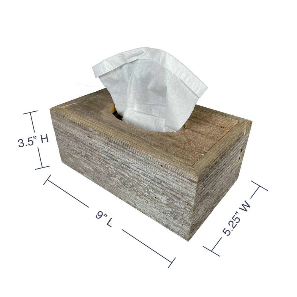 Reclaimed Wood Decorative 9 x 5.25 Rectangular Tissue Box Cover