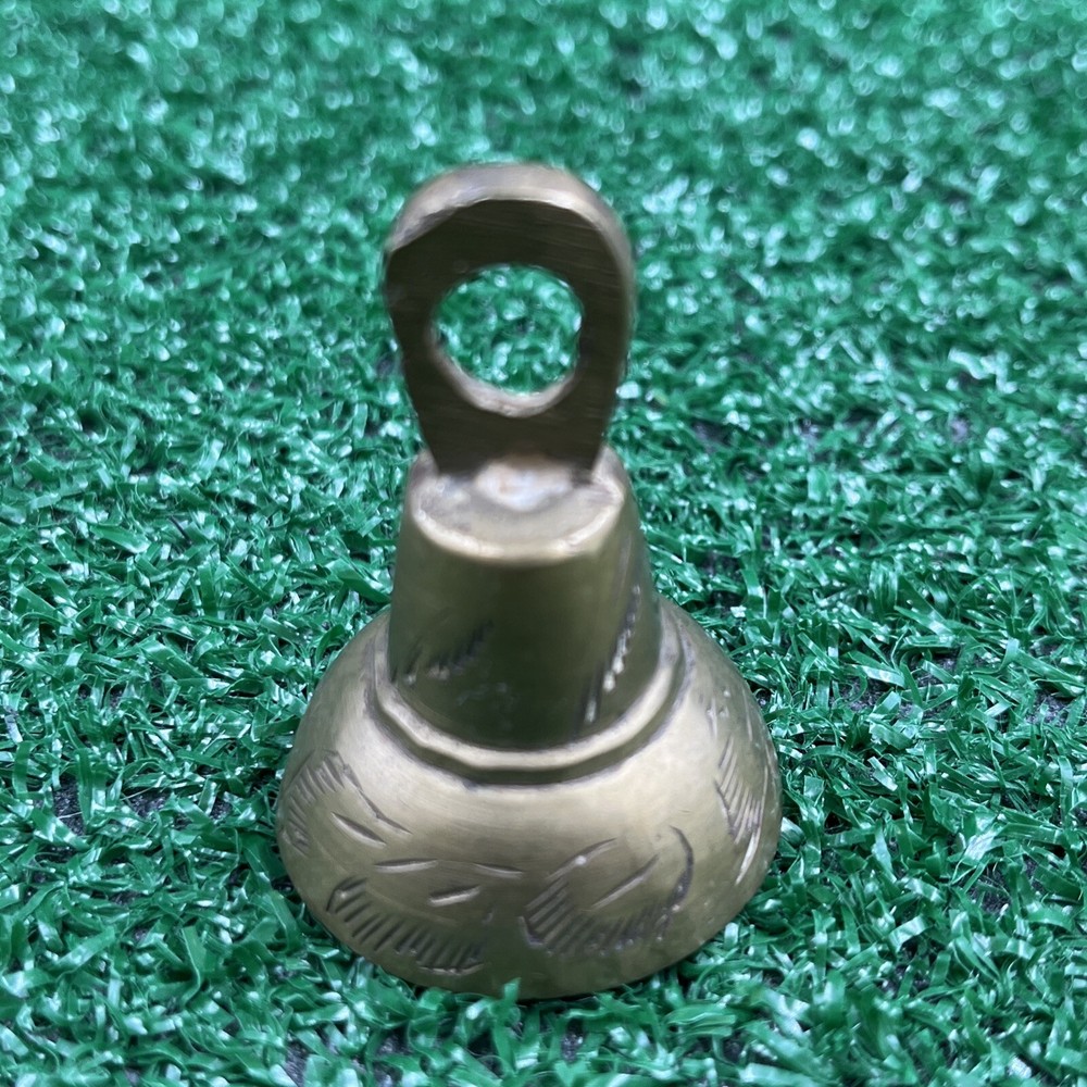 Vintage Brass 6.5 Inch Table Dinner Bell With Owl Handle