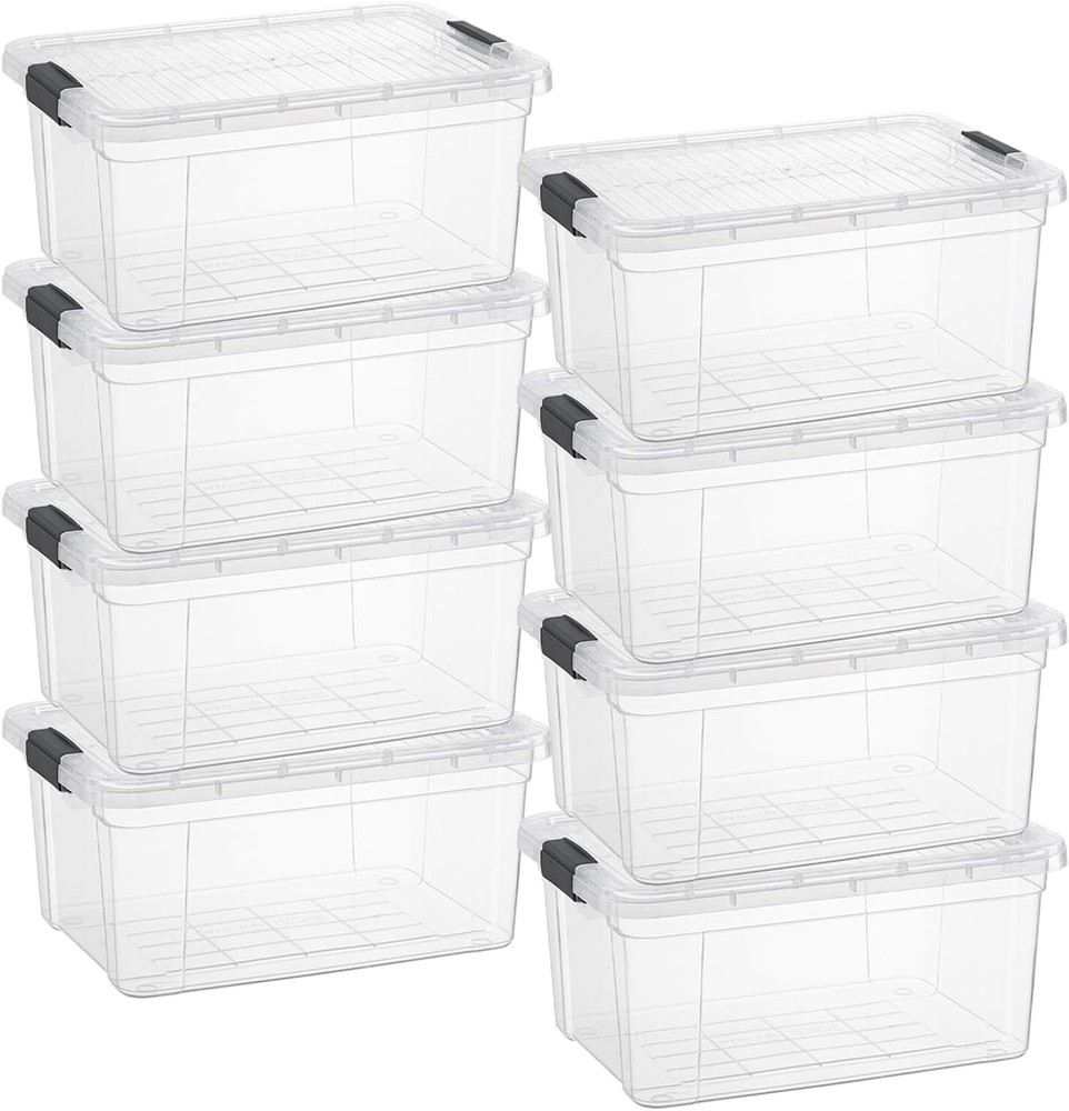 Superio Clear Storage Bins with Lids, 8 Pack- Plastic Storage Boxes - 3.4 Quart