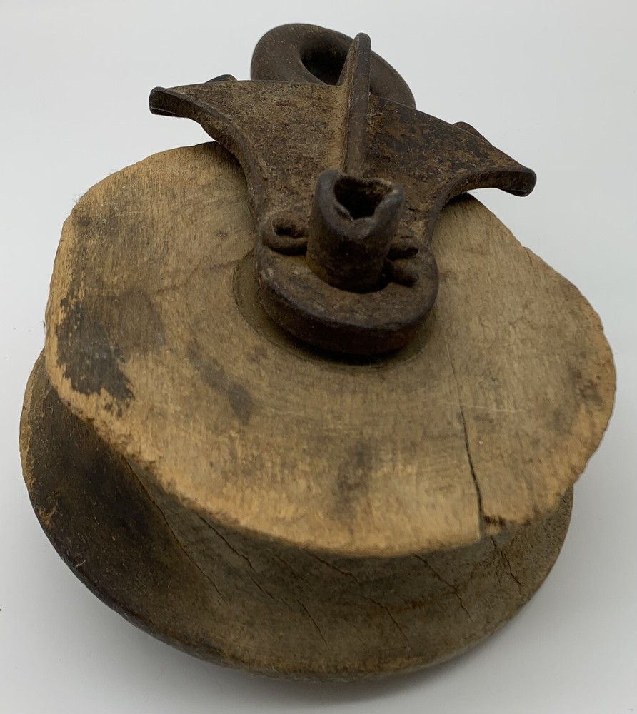 Antique Cast Iron and Wood Barn Pulley