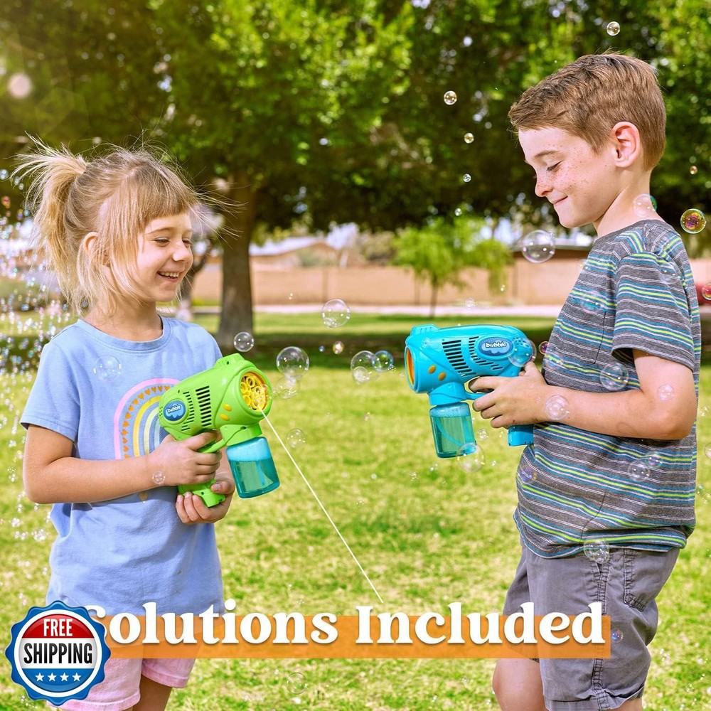 JOYIN 2 Kids Bubble Gun with 2 Bottles Refill Solution, Bubble Ma
