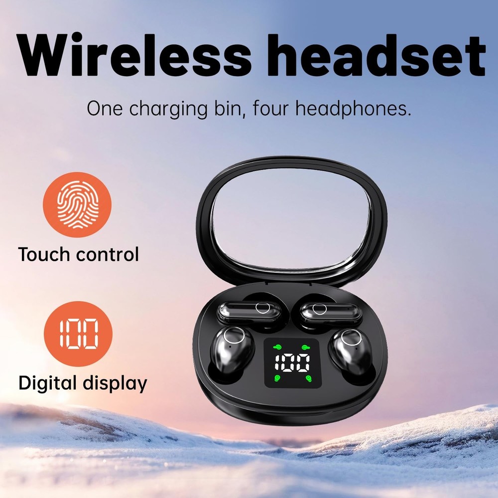 Wireless Bluetooth Headset，Tiny Size Invisible Earbuds，Sleep and Sports Earph...