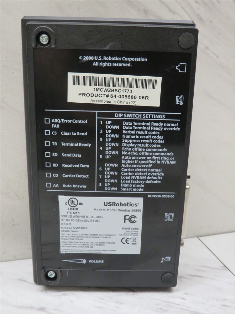 USRobotics 5686G 56K External Faxmodem USR5686G