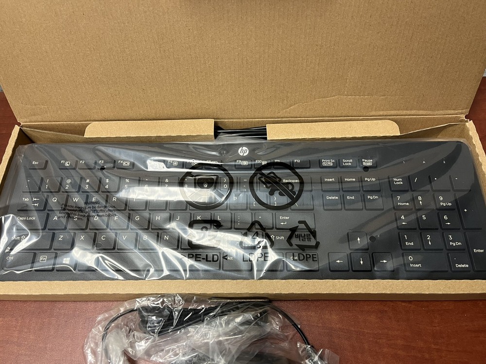 HP USB Wired Slim Keyboard and Mouse Bundle Black - New