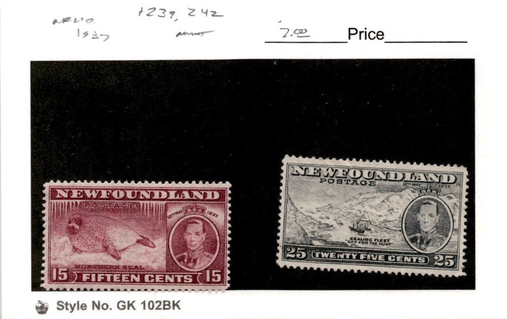 Newfoundland, Postage Stamp, #239, 242 Mint Hinged, 1937 (AB)