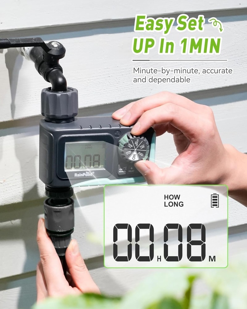 2024 Outdoor Water Timer with Rain Delay - Programmable Sprinkler Solution