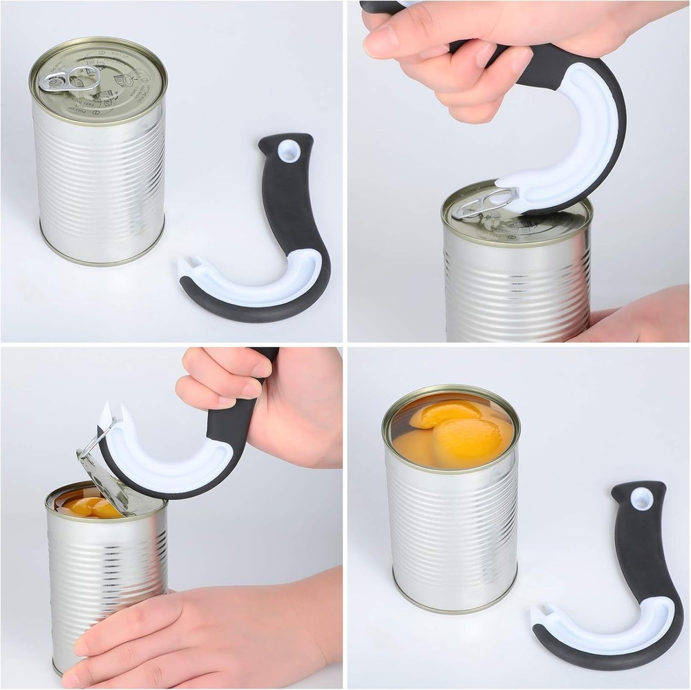 2Pcs Ring Pull Can Opener Ergonomic Tab J Black/White
