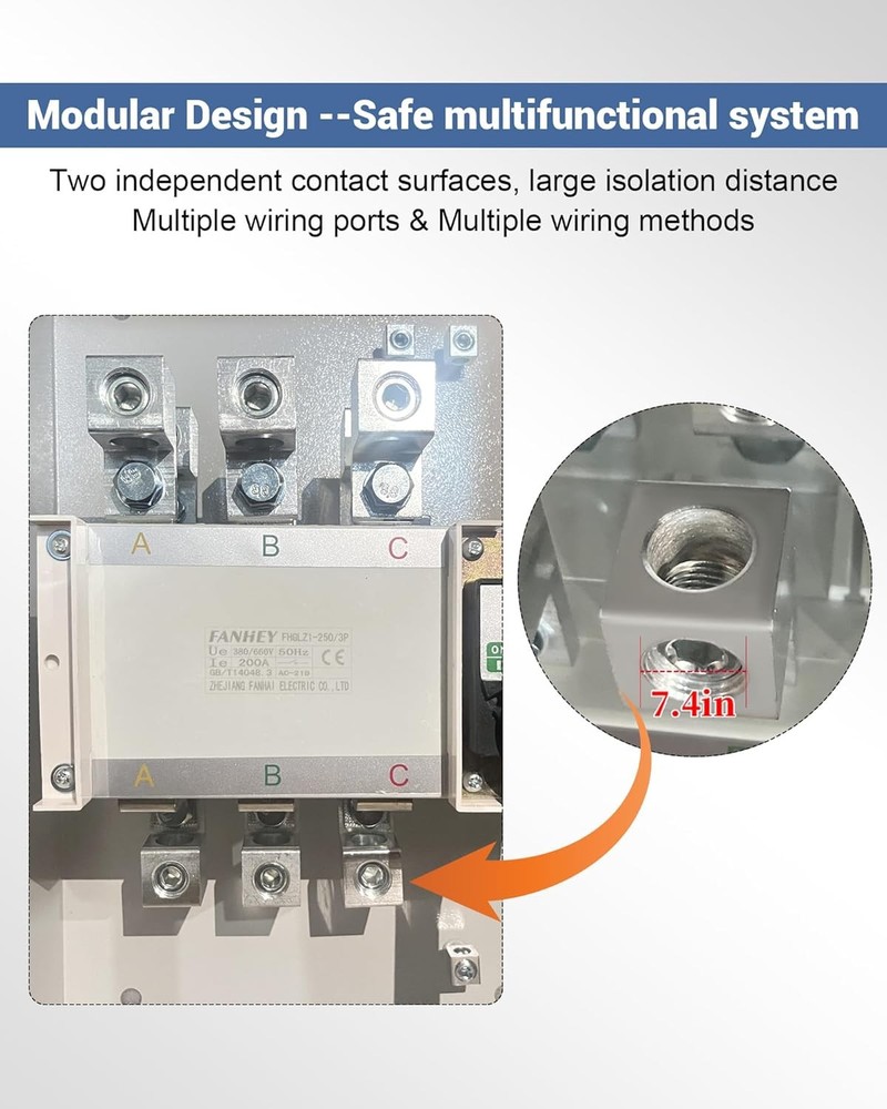 Automatic 225A Generator Transfer Switch,General-Duty Double-Throw Safety Switch