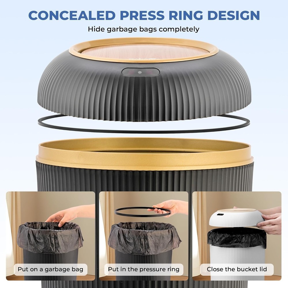 Smart Sensor Wastebasket Hand Free Touchless 2.6 Gallon Black