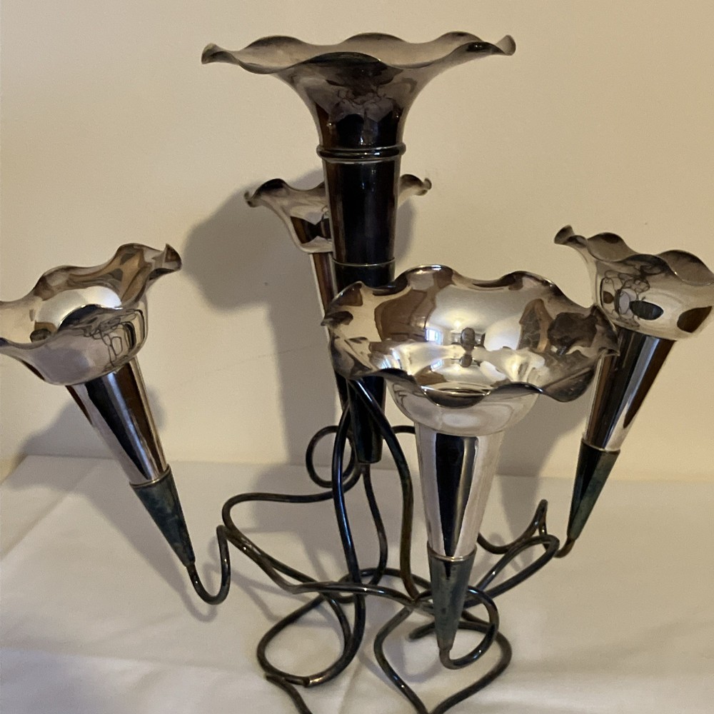 Vintage Five-branch Epergne Table Centre Piece Silver Plated