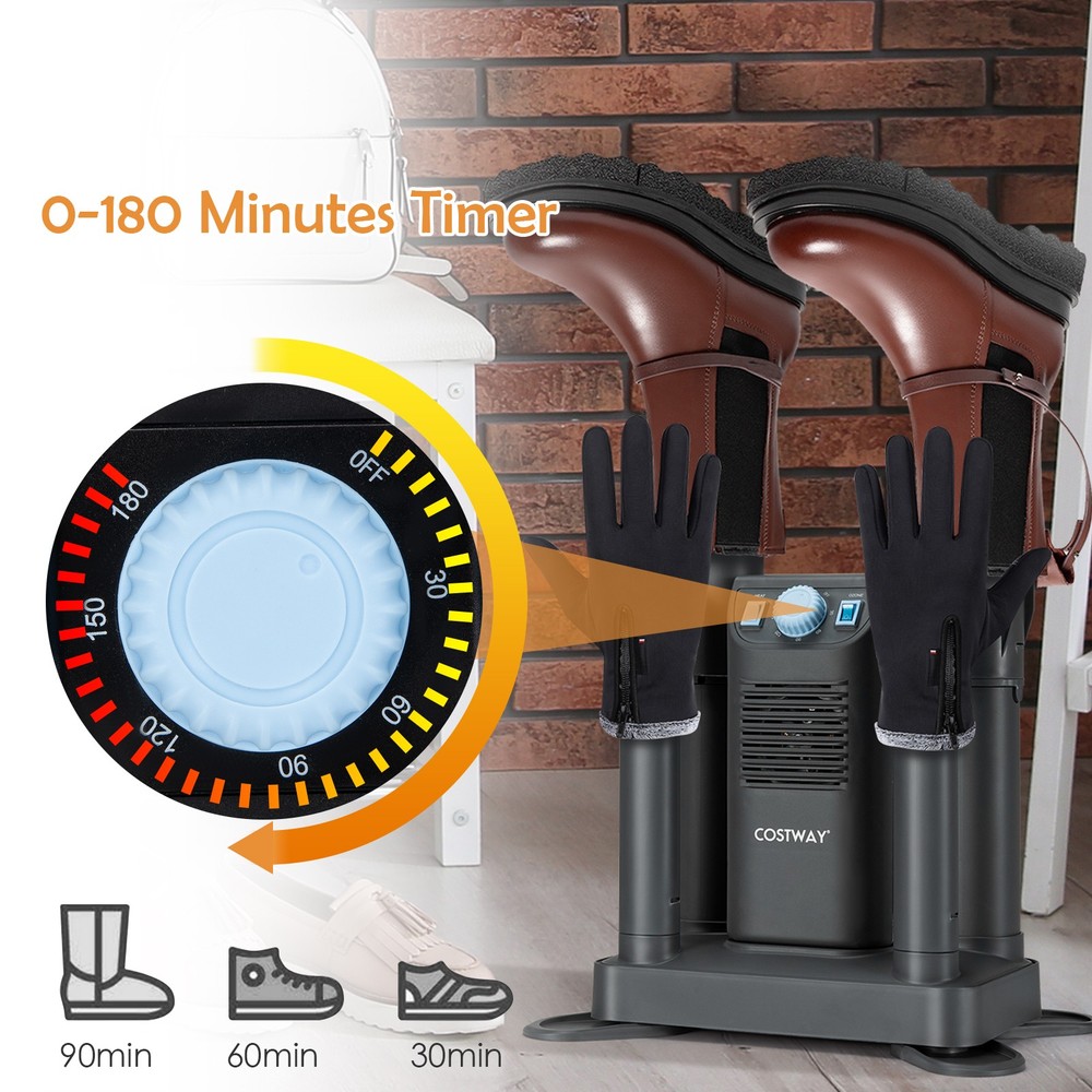 Costway Electric 4 Shoe Dryer Deodorizing Boot Warmer 180 Mins Timer