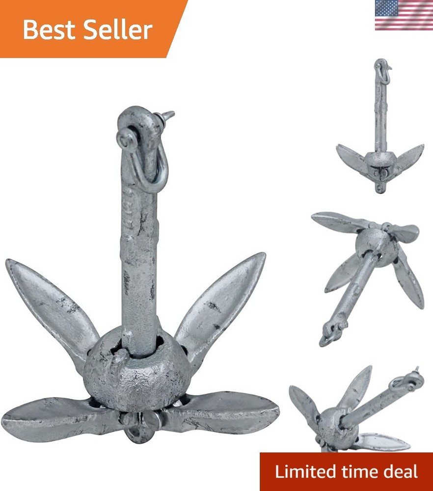 BoatTector 1.5 lbs Galvanized Folding Grapnel Anchor - Lightweight & Reliable