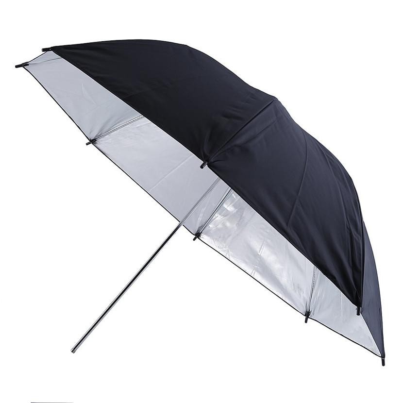 Portable Photography Umbrella – Reflective Black Silver Studio Flash Light Tool