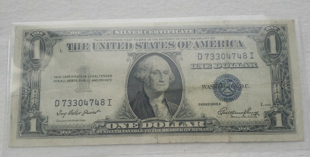 1935 E $1 SILVER CERTIFICATE  ERROR BLUE SEAL