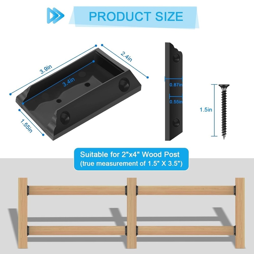 Durable Deck Railing Brackets Set with Screws - Easy Installation for Wood Posts