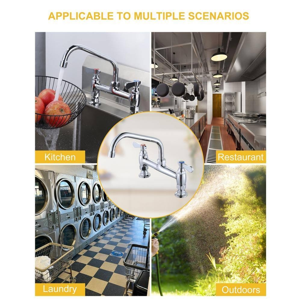 Multi-functional Double-Handle Deck Mounted Commercial Standard Kitchen Faucet