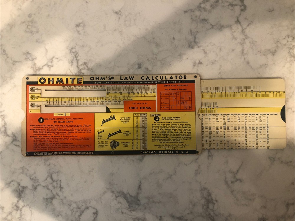 OHMITE Law Calculator. 1941