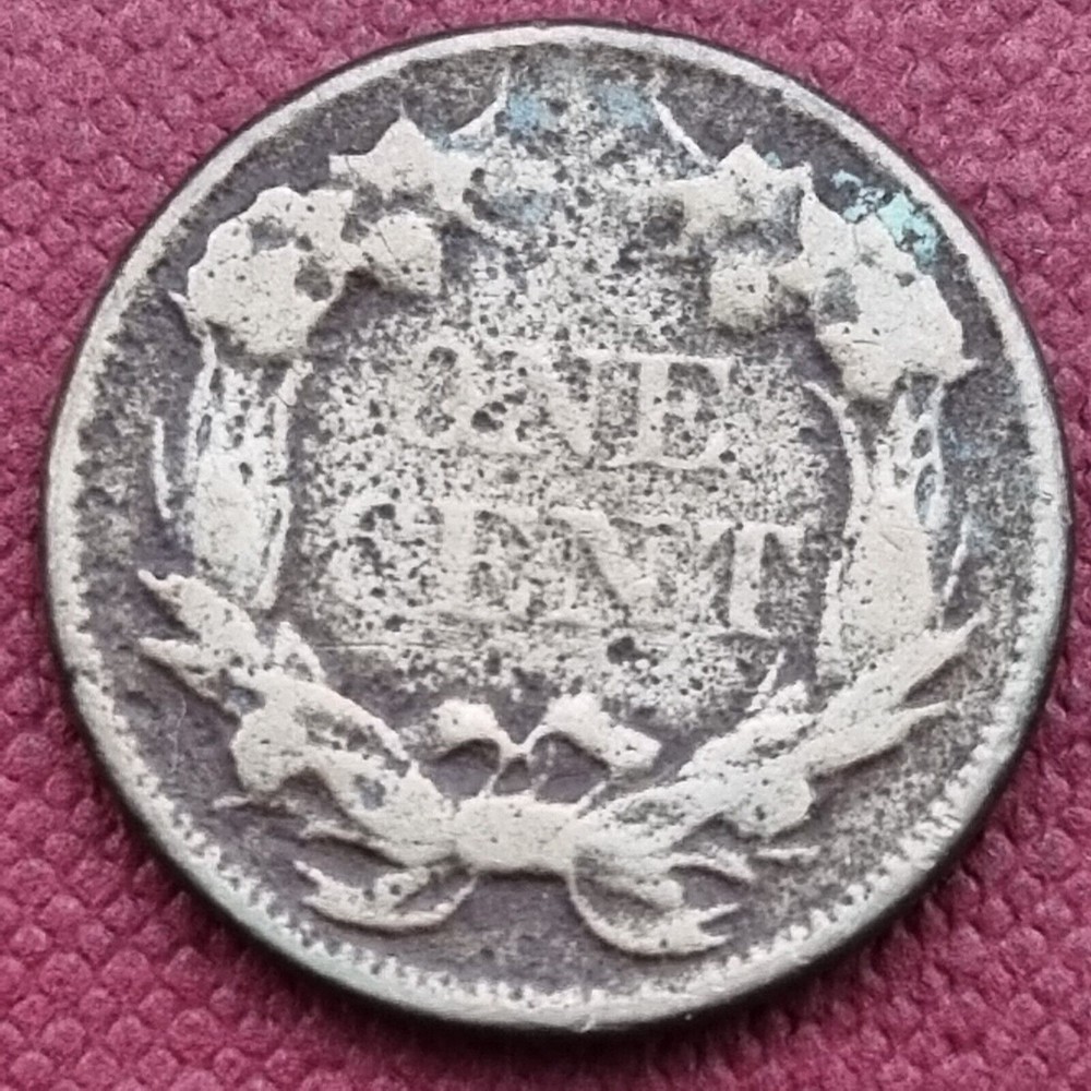 1857 Flying Eagle Cent 1c Circulated Environmental Damage #55314