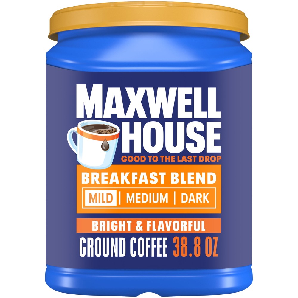 (2 pack) Maxwell House Light Roast Ground Coffee Breakfast Blend, 38.8 oz