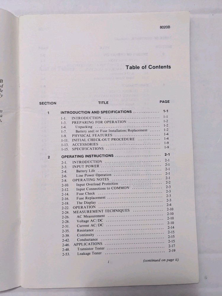 8050B Digital Multimeter Instruction User Manual